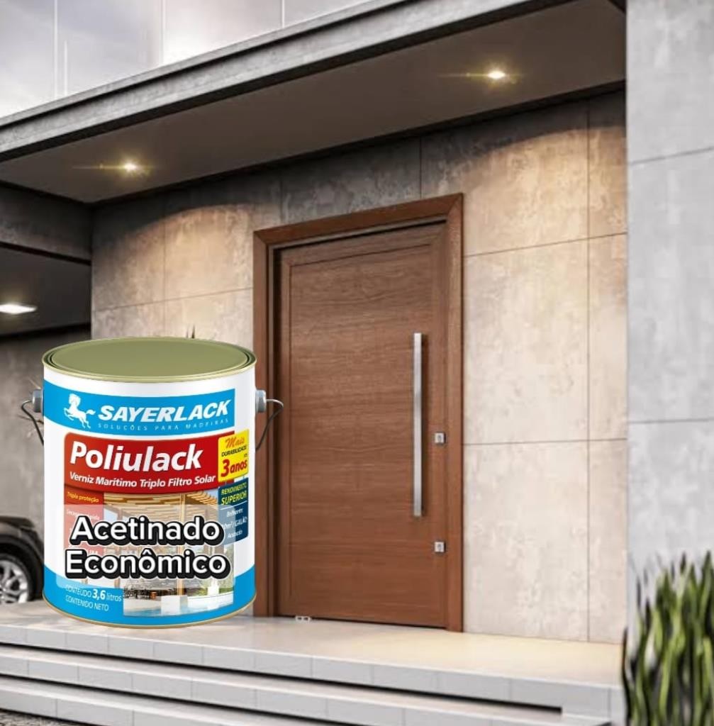 VERNIZ POLIULACK ACETINADO Á BASE DE ÁGUA 900ML SAYERLACK - UN